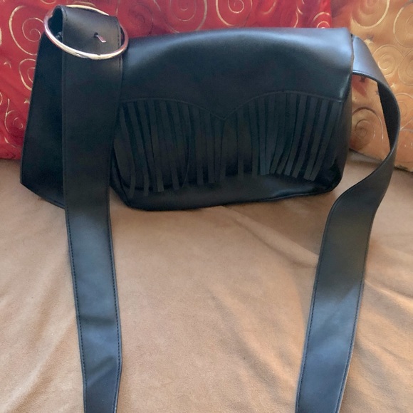 Faux Leather Bag with Fringe - Picture 2 of 2